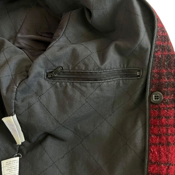Vtg Woolrich Buffalo Plaid Wool Coat Size L Barn Lodge Cabincore Rustic Hunting - Picture 15 of 16